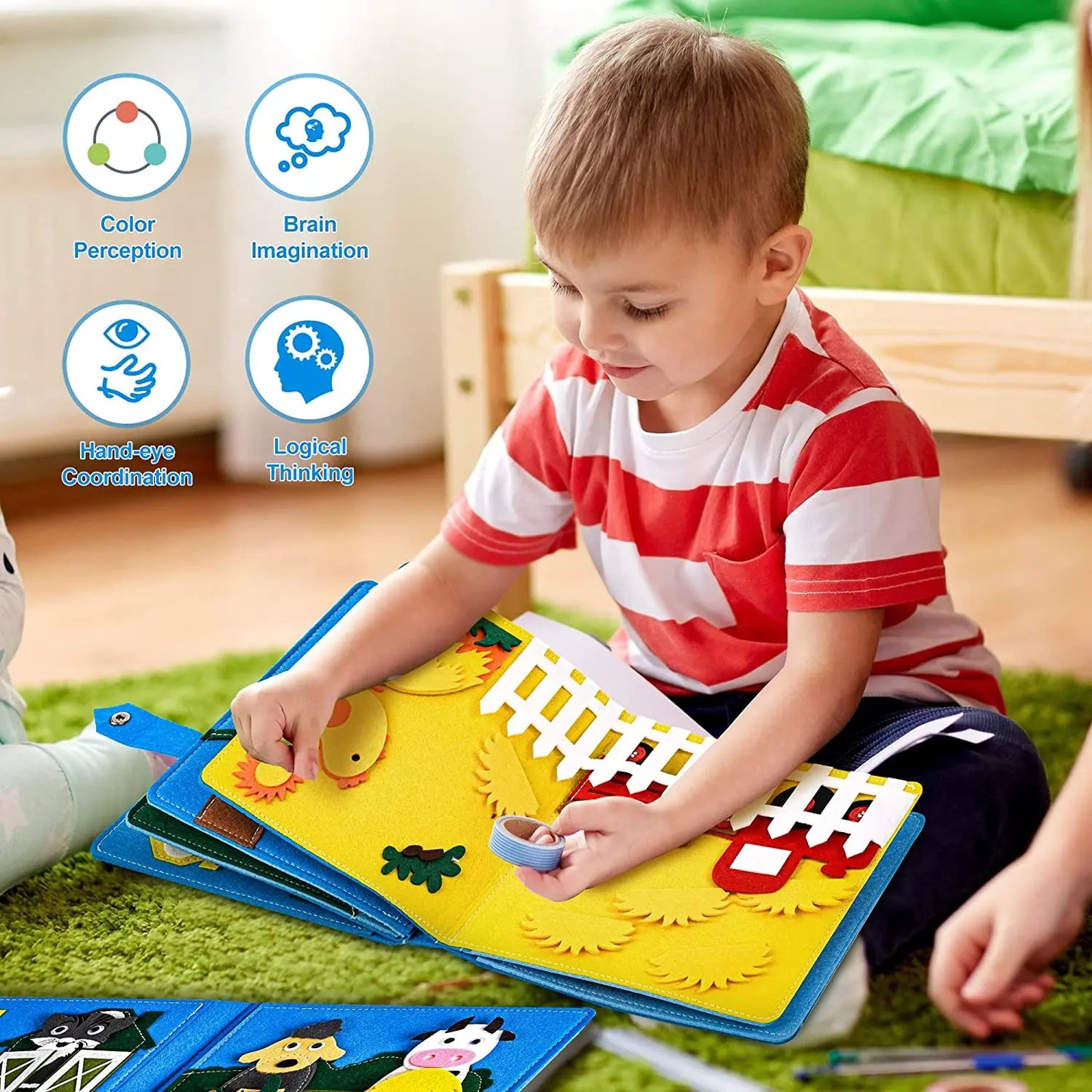 3D Montessori Storytelling Cloth Book Felt Busy Board Book Preschool Toddlers Early Learning Toy  for 1-6 Years